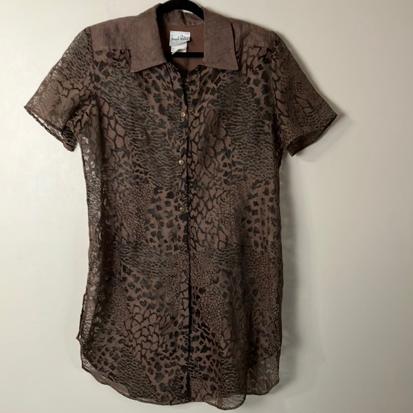 Vintage Joseph Ribkoff leopard print short sleeved shacket size 14 - Picture 3 of 10